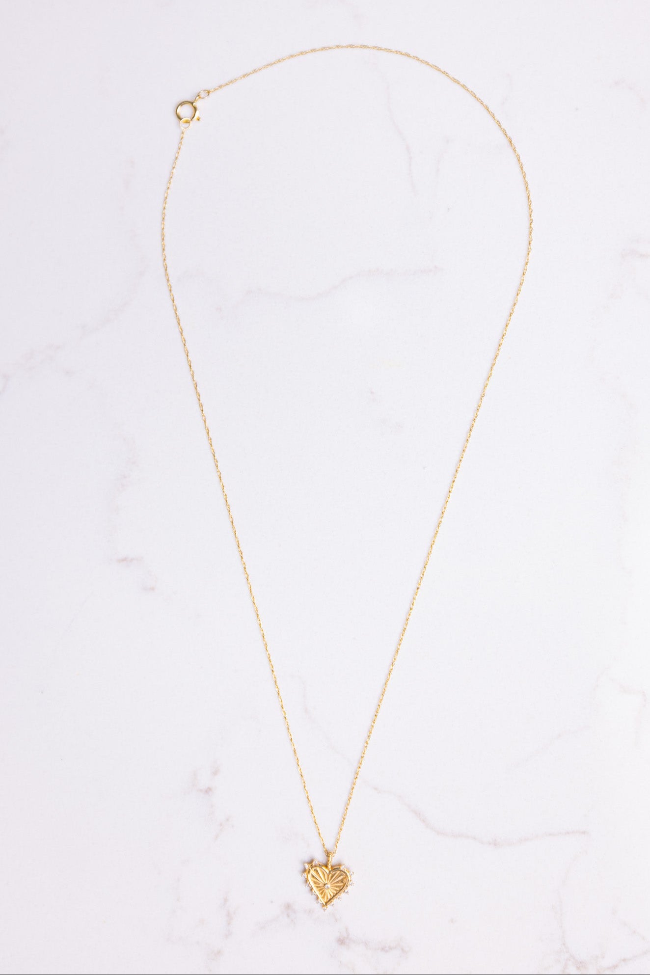 14k Gold Radiant Diamond Heart
